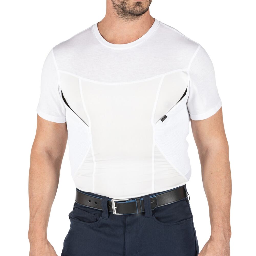 5.11 Tactical Sz L Compression Holster Base Shirt Concealed Carry Padded NEW Wht